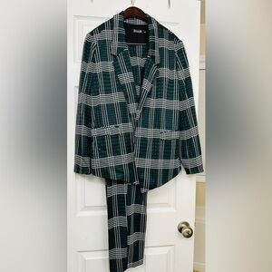 New York & Company Green Plaid Pantsuit
